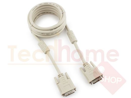Кабель DVI-D  3м single link Cablexpert CC-DVI-10, 19M/19M серый, экран, феррит.кольца, пакет CC-