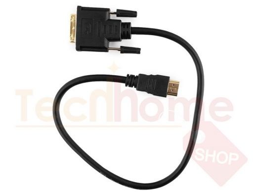 Кабель HDMI-DVI  Cablexpert CC-HDMI-DVI-0.5M, 19M/19M, 0.5м,single link, черный, позол.разъемы, экра