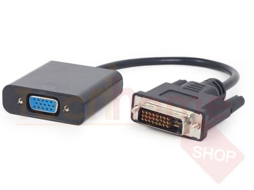 Переходник DVI-D-VGA Cablexpert A-DVID-VGAF-01, 25M/15F, длина кабеля 0,2м, черный, пакет A-DVID-VGA