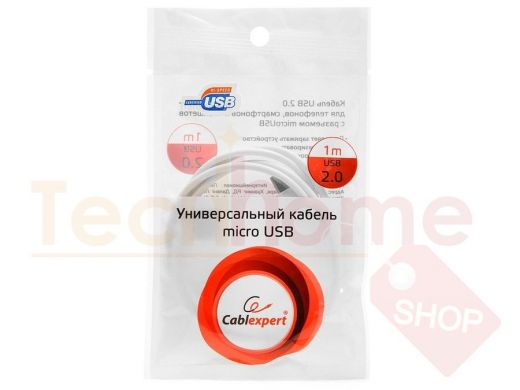 Кабель микро USB (AM/microBM)  1.0 м Cablexpert CC-mUSB2-AMBM-1MW, USB 2.0, белый, пакет