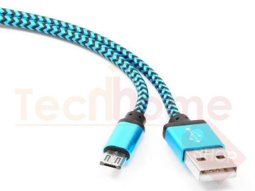 Кабель микро USB (AM/microBM)  1.0 м Cablexpert CC-mUSB2bl1m, USB 2.0,нейлоновая оплетка