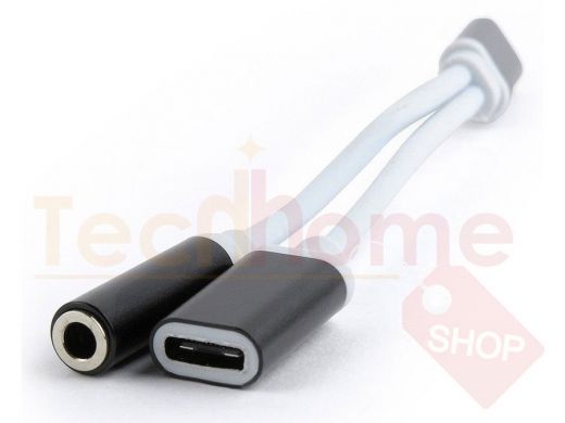 Переходник USB Cablexpert CCA-UC3.5F-02, USB Type-C/Jack3.5 F+ Type-C F, черный, пакет CCA-UC3.5F-02