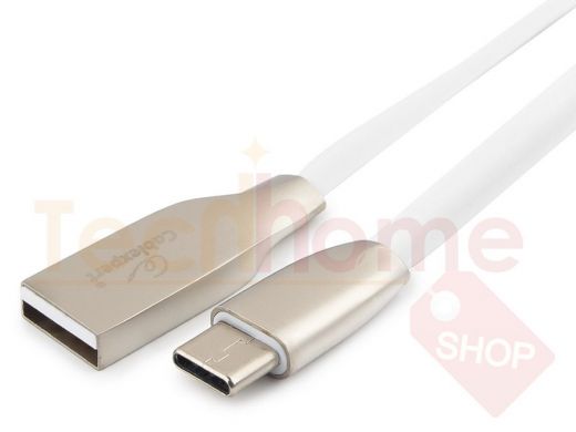 Шнур USB / Type-C Cablexpert CC-G-USBC01W-1M, AM/Type-C, серия Gold, длина 1м, белый, блистер, 2,0