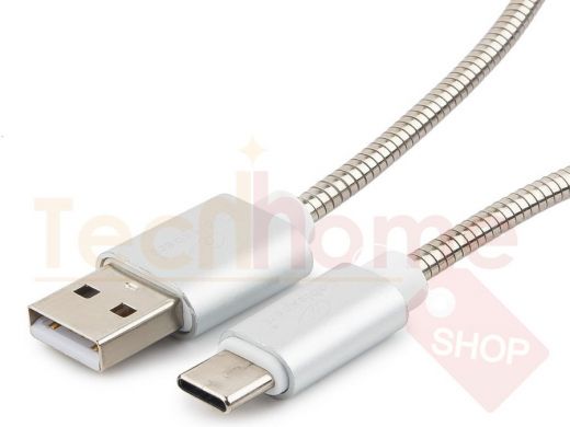 Шнур USB / Type-C Cablexpert CC-G-USBC02S-1M, AM/Type-C,серия Gold, длина 1м,серебро, блистер, 2,0