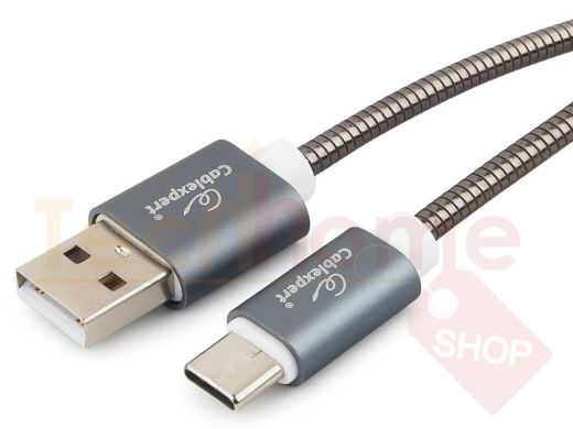 Шнур USB / Type-C Cablexpert CC-G-USBC02Gy-1M, AM/Type-C, серия Gold, длина 1м, титан, блистер, 2,0