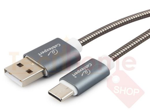 Шнур USB / Type-C Cablexpert CC-G-USBC02Gy-1.8M, AM/Type-C, серия Gold, длина 1.8м, титан, блистер