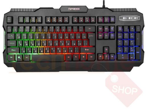 Клавиатура проводная Гарнизон GK-330G, USB,подсветка,код 