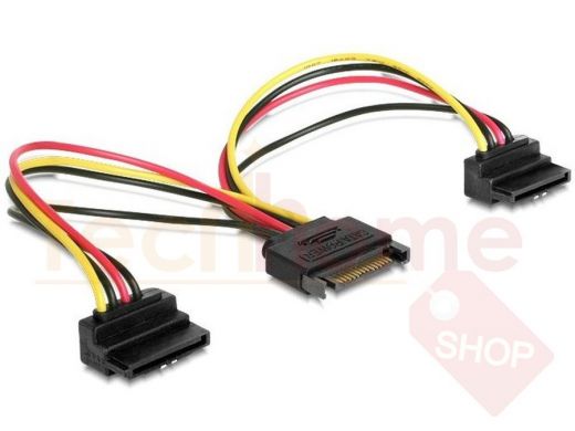 Кабель питания SATA Cablexpert CC-SATAM2F-02, 15см, 15pin (M)/2x15pin(F) на 2 SATA устр, угл. разъем