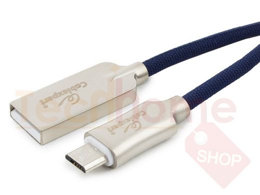 Кабель микро USB (AM/microBM)  1.0 м Cablexpert CC-P-mUSB02Bl   USB 2.0, серия Platinum, синий