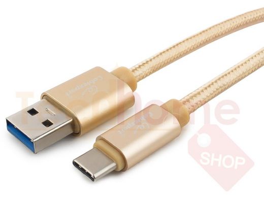 Шнур USB / Type-C Cablexpert CC-P-USBC03Gd-1M, AM/Type-C,серия Platinum,длина 1м,золотой,нейлоновая