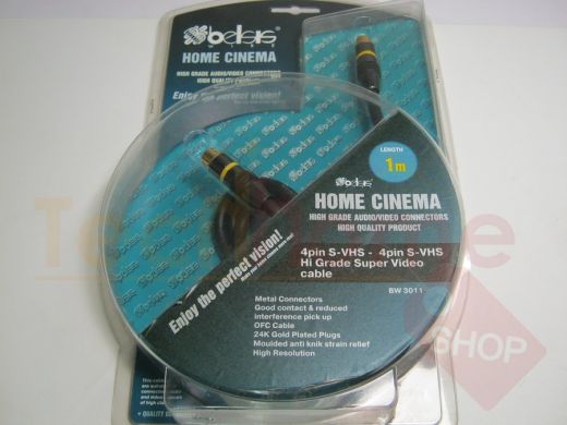 BW3011-F  Высококач. видеокабель S-VHS GOLD вилка/S-VHS GOLD вилка, двойной экран, мет.,1.0м 4pin