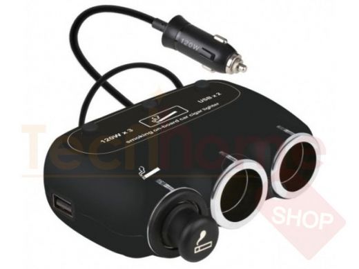 Разветвитель авто VEECLE KY-558C (3 гнезда+2*USB)