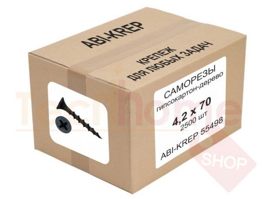 Саморезы гипсокартон-дерево  4,2х 70 (2500 шт) "ABI-KREP 55498" 12,25кг оксидированные, G, вес 4,90г