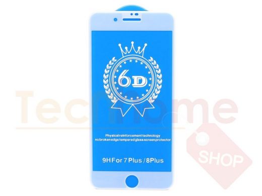 Стекло защитное iPhone  7/8 Plus, T.M, 6D, белое
