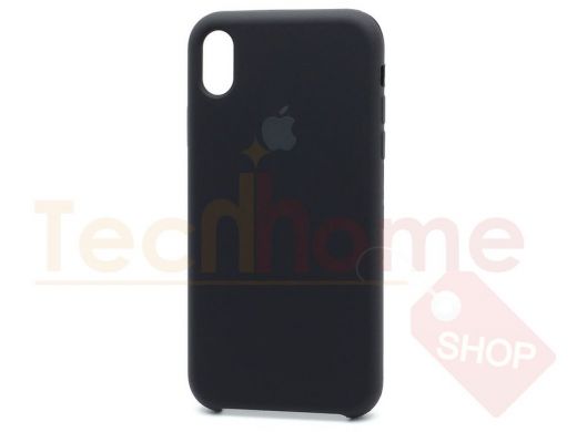 Чехол iPhone XR, Silicone Case, покрытие Soft touch, с лого, 018, чёрный