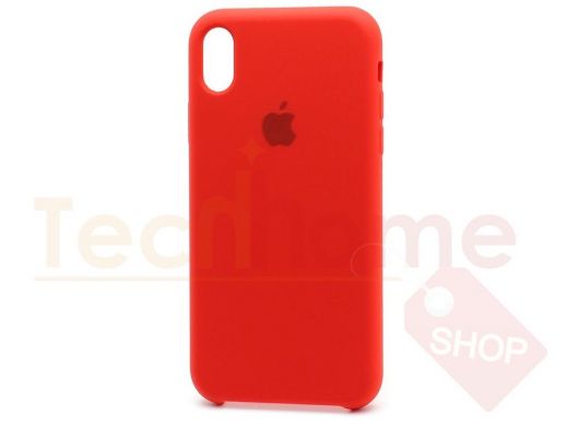 Чехол iPhone XR, Silicone Case, покрытие Soft touch, с лого, полная защита, 014, красный