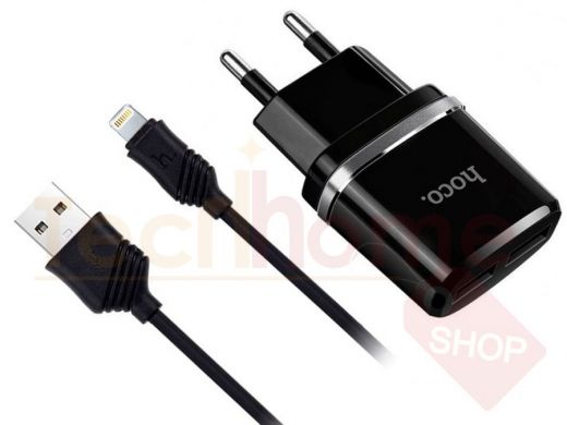 Зарядное устройство Lightning  HOCO C12 iOS  (5B, 2400mA) чёрный