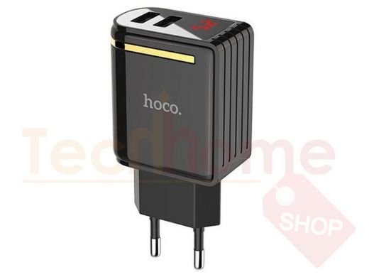Зарядное устройство с 2-мя USB  и дисплеем  HOCO C39A (5B, 2400mA) с дисплеем напряжения и тока