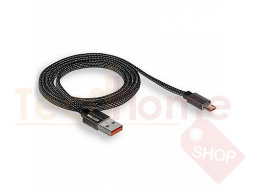 Кабель микро USB (AM/microBM)  Walker C755, текстиль, плоский, чёрный