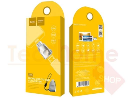 Переходник OTG, USB - micro USB, Hoco UA10, серебристый