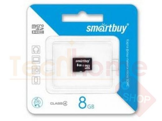 Карта памяти  micro SDHC    8GB  Smartbuy, сlass 4, без адаптера