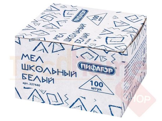 Мел белый ПИФАГОР, НАБОР 100 шт., квадратный