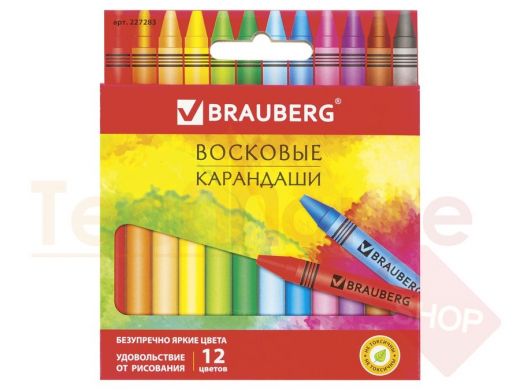 Восковые карандаши "BR-74224" "АКАДЕМИЯ", НАБОР 12 цв.