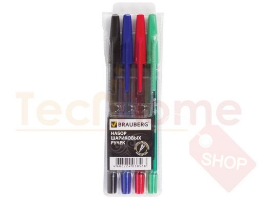 Ручки шариковые BRAUBERG НАБОР 4шт., АССОРТИ, Black Jack, 0,7мм, линия 0,35мм