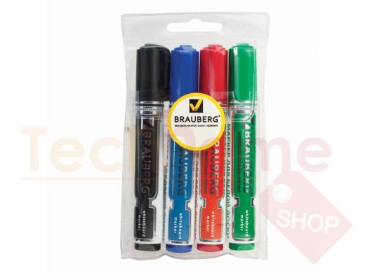 Маркеры для доски BRAUBERG НАБОР 4шт., АССОРТИ, 