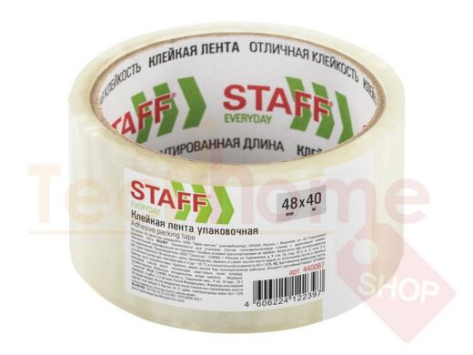 Клейкая лента упаковочная 48мм x 40м, прозрачная, толщина 40 микрон 