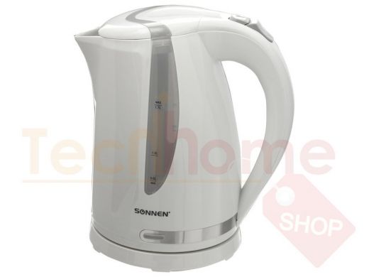 Чайник SONNEN KT-1743, 1,7л, 2200Вт, закрытый нагревательный элемент, пластик, белый