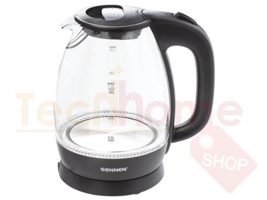 Чайник SONNEN KT-1786, 1,7л, 2200Вт, закрытый нагревательный элемент, стекло