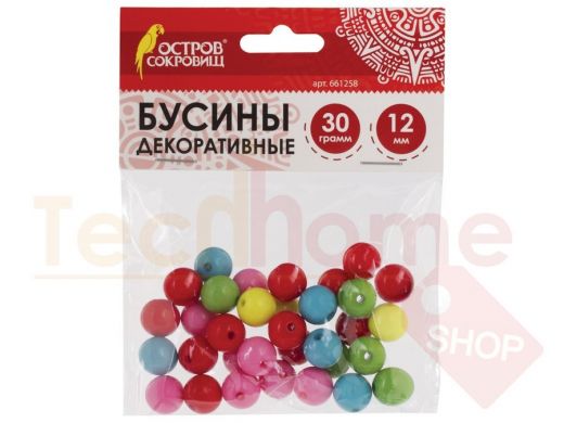 Бусины для творчества ШАРИКИ, 12мм, 30г., 5 цветов, ОСТРОВ СОКРОВИЩ