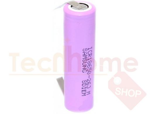 Аккумулятор 18650 2600мАч 3.7В  Samsung ICR18650-26FM Li-ion, 3.7 В 2600 мАч с лепестками,без защиты