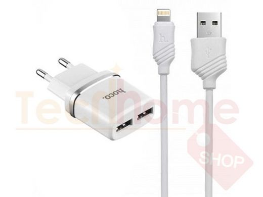 Зарядное устройство Lightning  HOCO C12 iOS  Белый (5B, 2400mA)