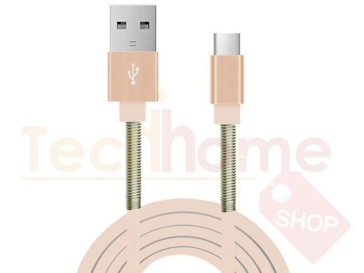 Шнур USB / Lightning (iPhone) Walker С720, защитная пружина, золото