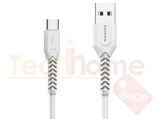 Шнур USB / Type-C SENDEM T8 Белый (TYPE C) 1м, 6А