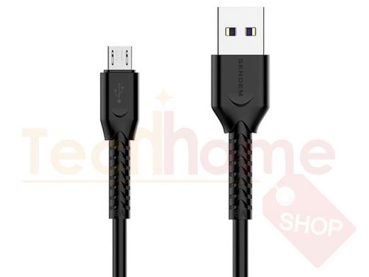 Кабель микро USB (AM/microBM)  1.0 м SENDEM T8 6А Черный