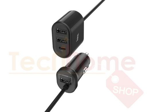 Автомобильный адаптер HOCO Z35 Черный (QC3.0,2400mA,5V) 3 USB + Type-C выход, поддержка PD3.0, QC3.0