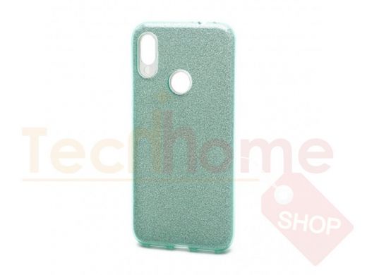 Чехол Xiaomi Redmi Note 7, Fashion, силикон, пластик с блёстками, мятный