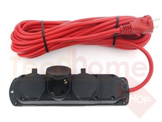Сетевой удлинитель  Power Cube PC-3G-3B-10(IP), 16А, 3 розетки с/з с заземлением, 10м, IP44