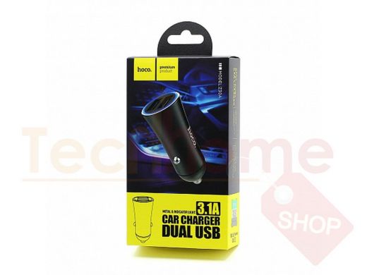 Автомобильный адаптер HOCO Z30A, 3.1А, 2USB, металл, чёрное