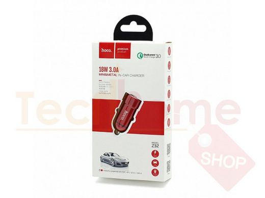 Автомобильный адаптер HOCO Z32, 3А, 2USB, QC3.0, красный