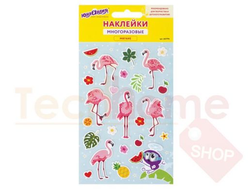 Наклейки зефирные "Фламинго", 10х15 см, ЮНЛАНДИЯ