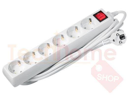 Сетевой удлинитель  JaZZway  EX-06GS-500 (6 р.5м, зем,вкл) 16А, Макс.нагрузка 3500Вт