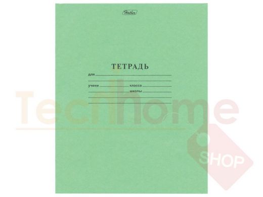 Тетрадь ЗЕЛЁНАЯ обложка 12 листов HATBER, офсет, косая линия с полями, 12Т5D, T52440