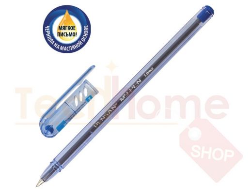 Ручка шариковая масляная PENSAN "My-Pen", СИНЯЯ, корпус тонированный синий, узел 1 мм, линия письма