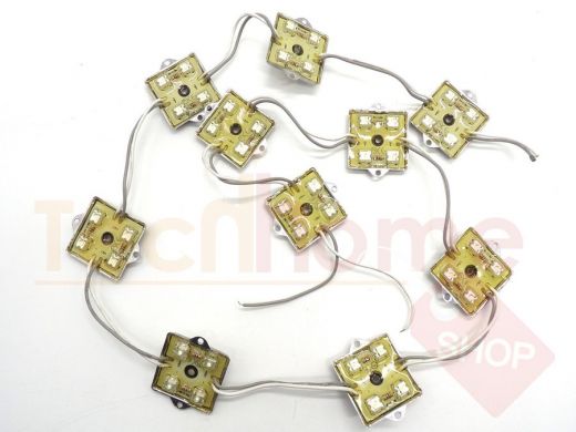 LED модуль 37x37x5мм, 4 светодиода piranha с линзой 120,  RGB (141-329) (цена за 1модуль)