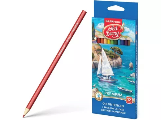 Карандаши цветные "BR-101541" "Artberry" Premium, 12 цветов, шестигранные, заточенные, европодвес,