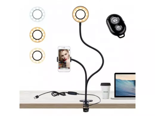Лампа кольцевидная на прищепке "ЗВЕЗДА ЭКРАНА-5" к смартфону для  Likee, Youtube, Instagram, TikTok